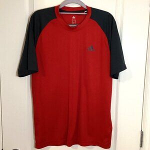 Adidas Climalite Men's Size M Short Sleeve Polo T-Shirt Top Red Gray Golfing